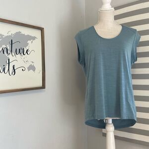 Prana Dusty Blue Women's Lightweight Short Sleeve Everett Top Size Medium